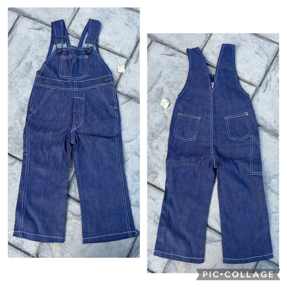 Vintage 70s 80s dark denim toddler western overalls Denim Duds throwback 2T